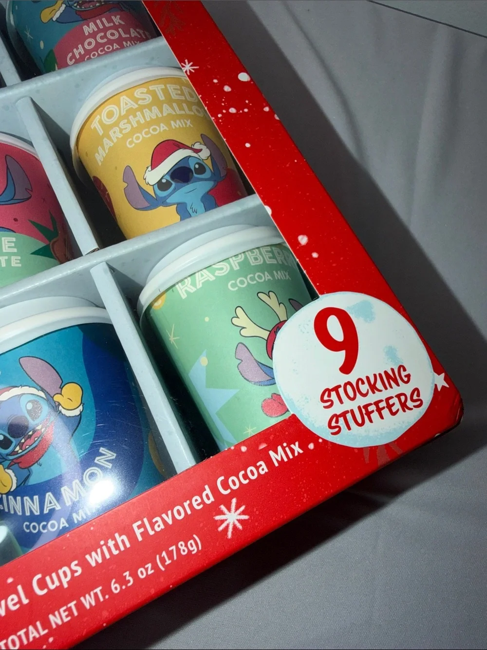 Disney Multicolor Cocoa Cups Set of 9 with Stitch Holiday Designs